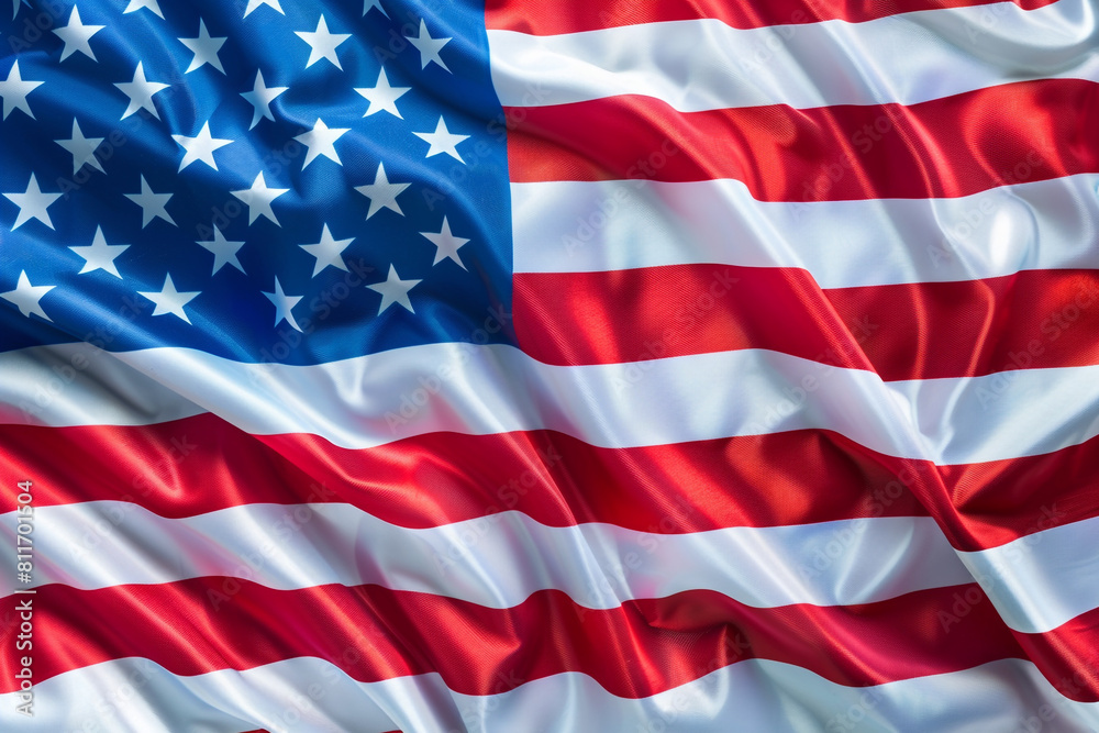 Fototapeta premium American flag against a cool lapis blue setting, celebrating Memorial Day.