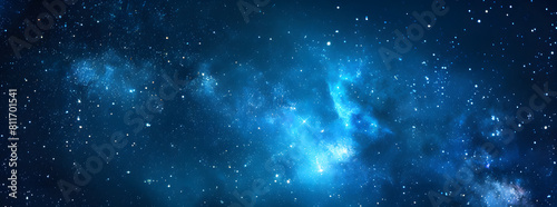 Blue night starry sky, space background. Wallpaper with a serene blue night sky