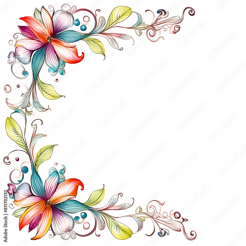 Obraz premium frame with flowers and butterflies, abstract floral frame, frame with flowers
