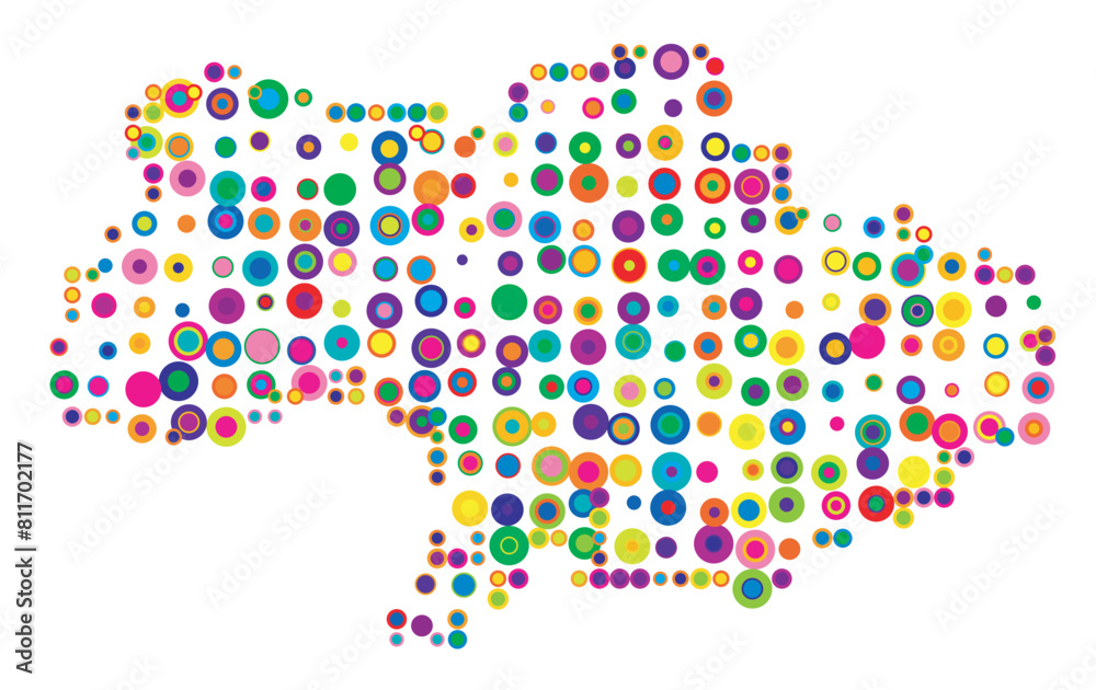 Abstract map of Ukraine drawn with overlapping colored circles like sweets or candies Abstract map of Ukraine drawn with overlapping colored circles like sweets or candies
