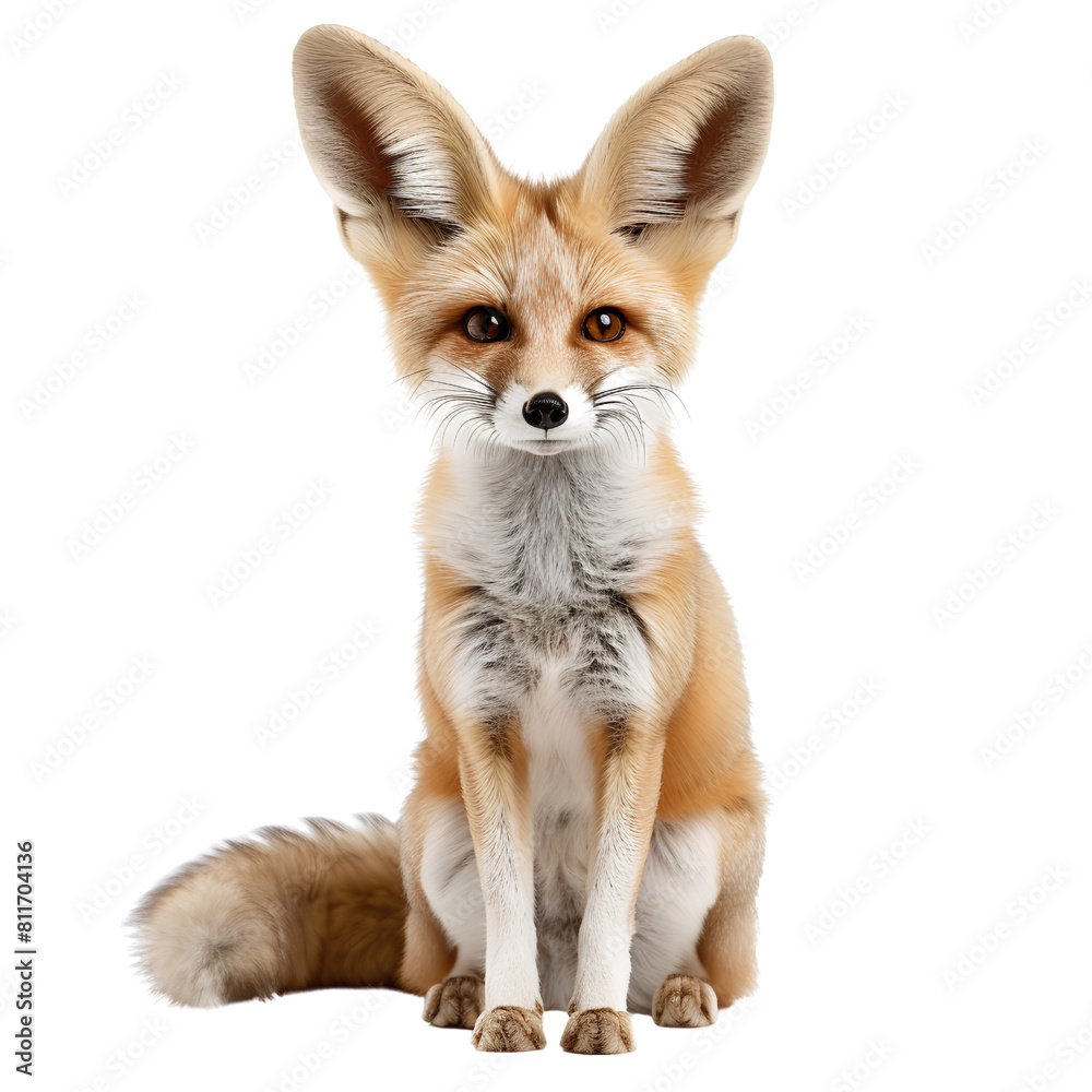 Adorable Fennec Fox Portrait with Large Ears, isolated, transparent background, white background, no background Adorable Fennec Fox Portrait with Large Ears, isolated, transparent background, white background, no background