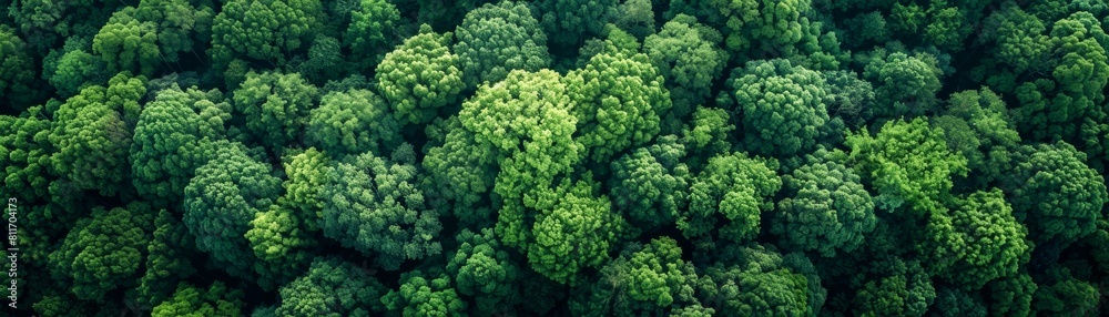 The lush green canopy of a dense forest, seen from above. The lush green canopy of a dense forest, seen from above.