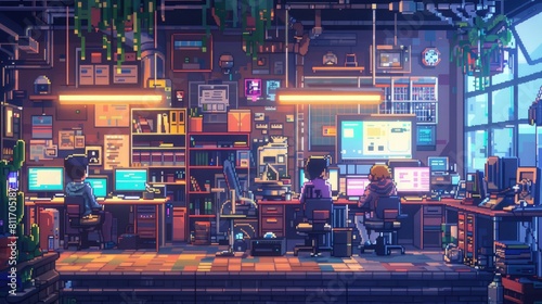 Pixelated Remote Team: Unique Avatars, Charming Workspace with Pixel Computers and Tools © DayByDayCanvas