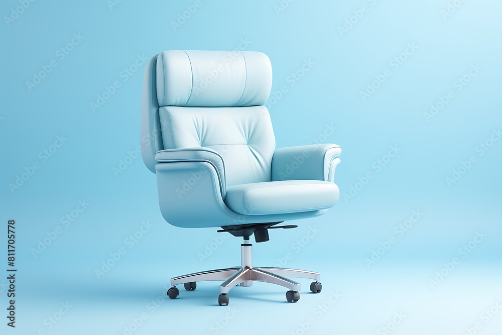 Blue leather armchair on blue background. 3d render illustration. Blue leather armchair on blue background. 3d render illustration.