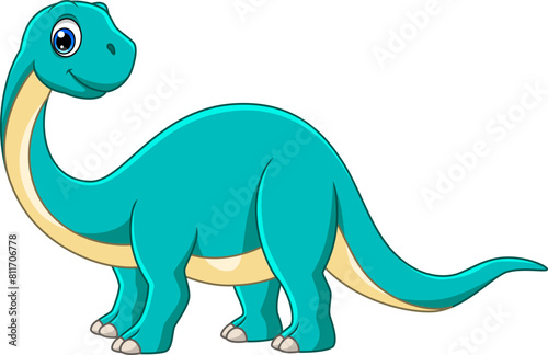 Cartoon funny Brontosaurus isolated on white background