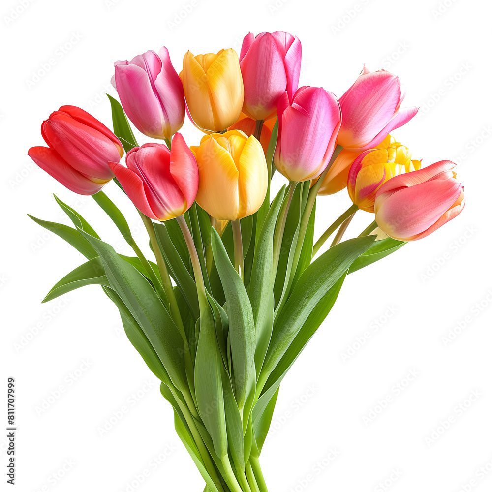 Obraz premium Elegant Red Tulip Bouquet, isolated, transparent background, white background, no background