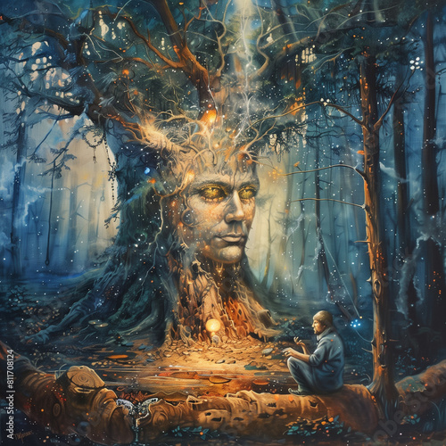 Man in forest spiritual AI generated art