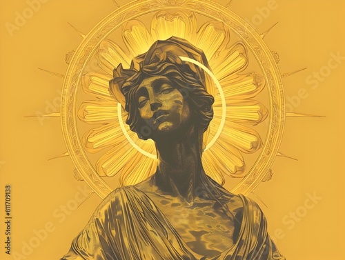 Radiant Celestial Figure in Glowing Golden Splendor Symbolic of Divine Transcendence and Spiritual