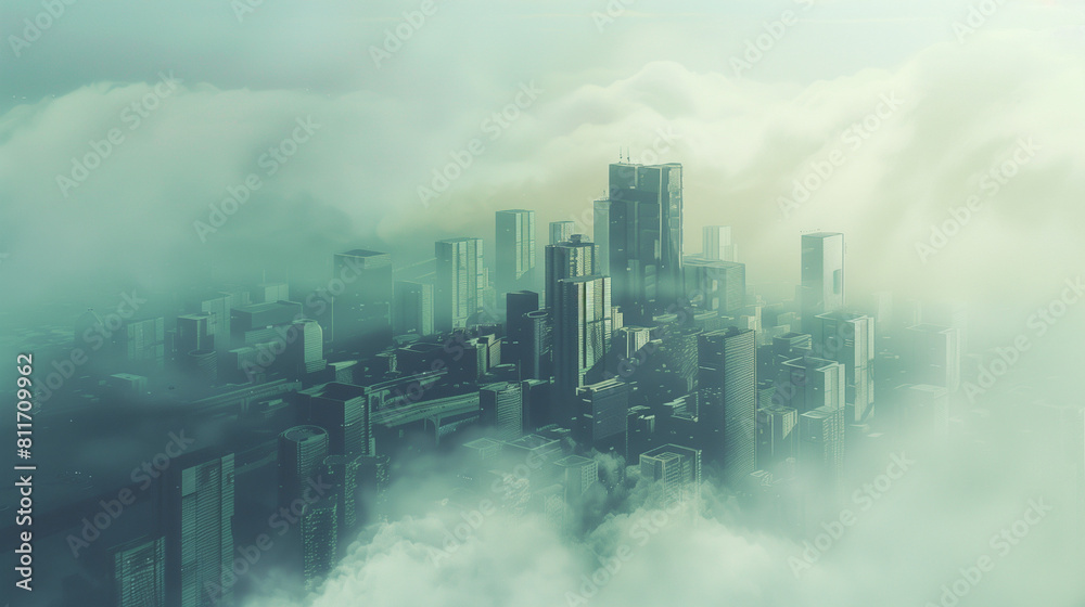 A tranquil scene depicting a small city emerging from a misty, pale background, bathed in pastel hues. The serene atmosphere evokes a sense of calm and tranquility, inviting viewers to immerse them A tranquil scene depicting a small city emerging from a misty, pale background, bathed in pastel hues. The serene atmosphere evokes a sense of calm and tranquility, inviting viewers to immerse them
