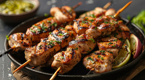 Grilled Chicken kebabs with fresh vegetables