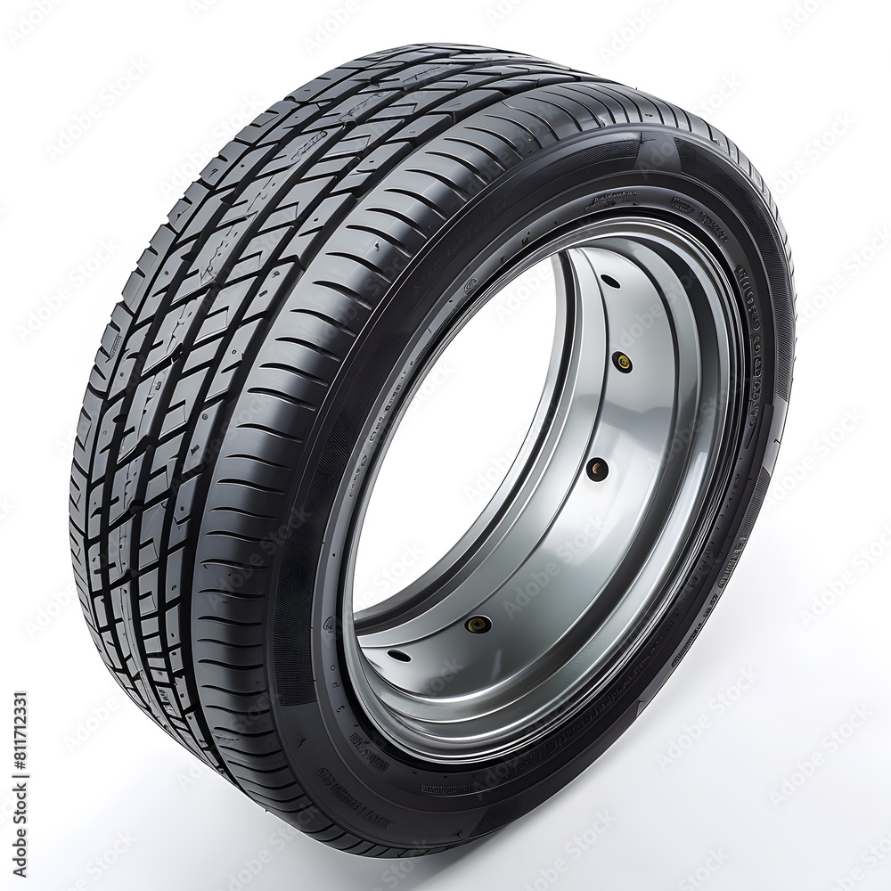 Fototapeta premium Car tire isolated on white background