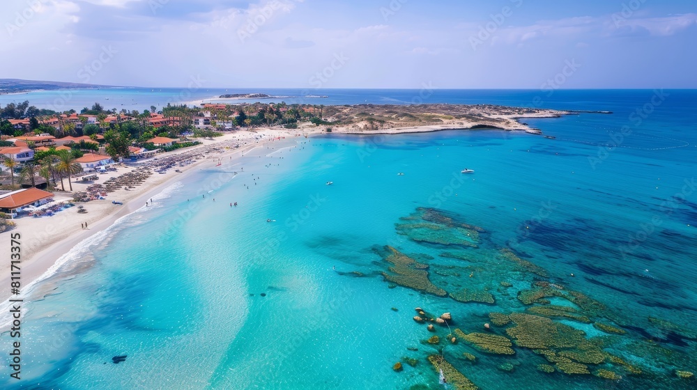 Obraz premium Nissi beach cyprus white sands turquoise waters for water sports family holidays