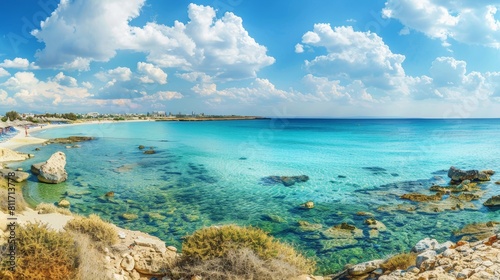 Nissi beach  white sands, turquoise waters for water sports and family holidays in cyprus