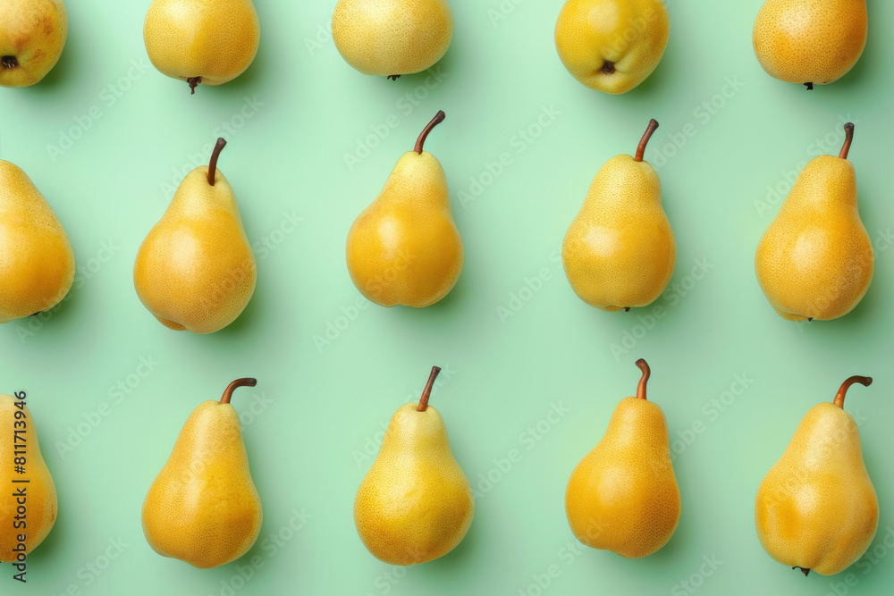 Yellow pears pattern on blue green background Yellow pears pattern on blue green background