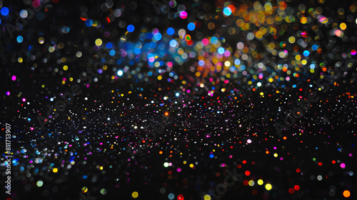 A black background with many colorful glitters.