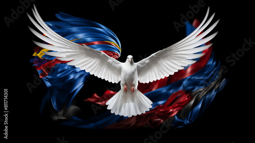 International Harmony: Peace Dove Crafted from World Flags Symbolizes Global Unity and Cooperation photo