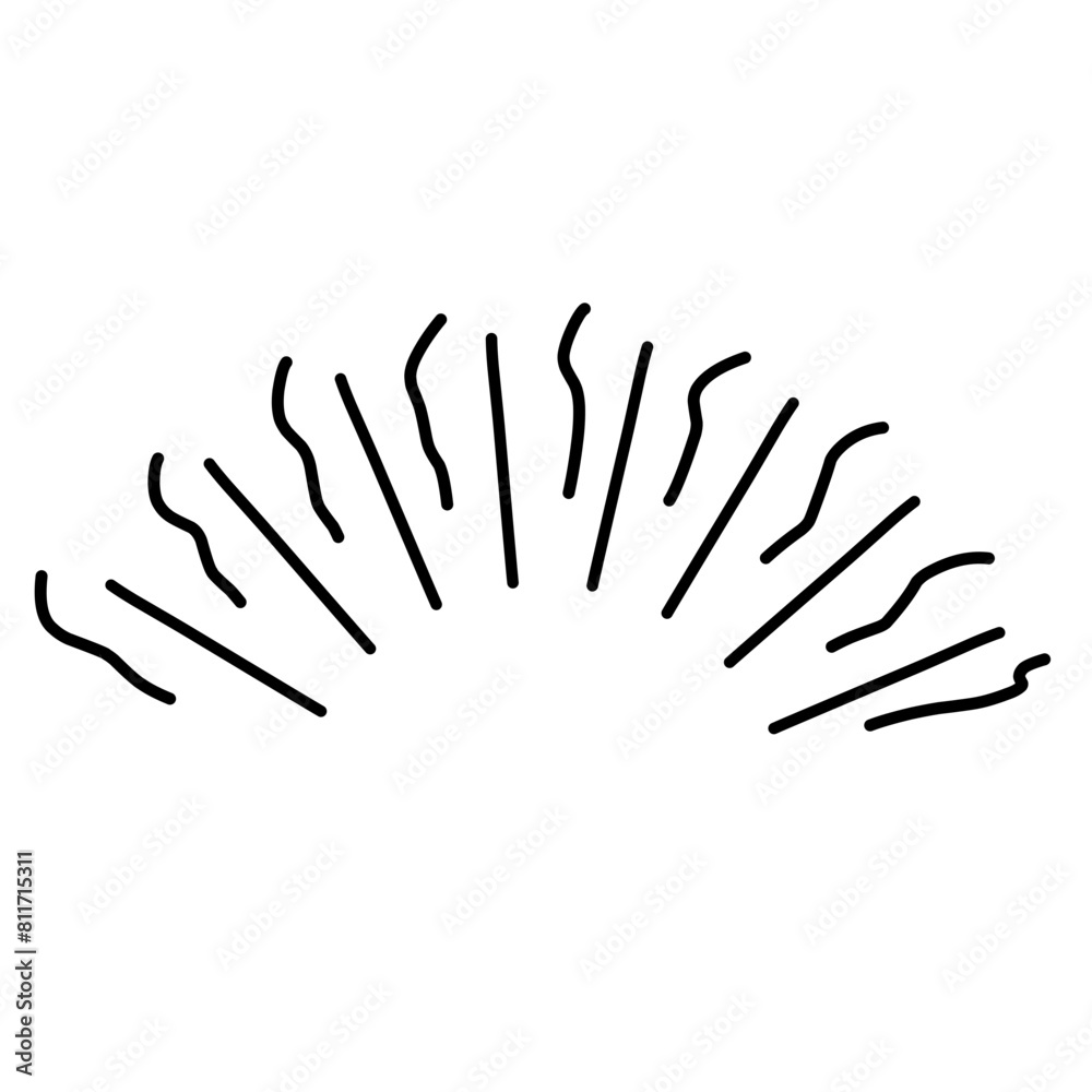 Hand drawn sunburst half circle with lines. Vector ilustration Hand drawn sunburst half circle with lines. Vector ilustration