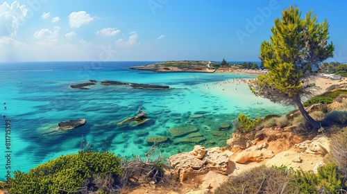 Nissi beach  cyprus paradise of white sands and turquoise waters for relaxing and family holidays photo