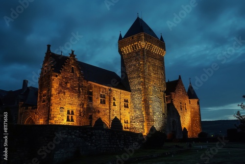 night scene of a historic castle