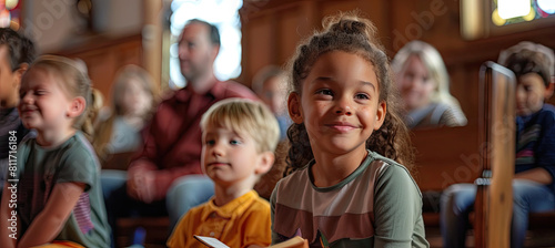 A group of children participating in a Sunday school lesson at church
