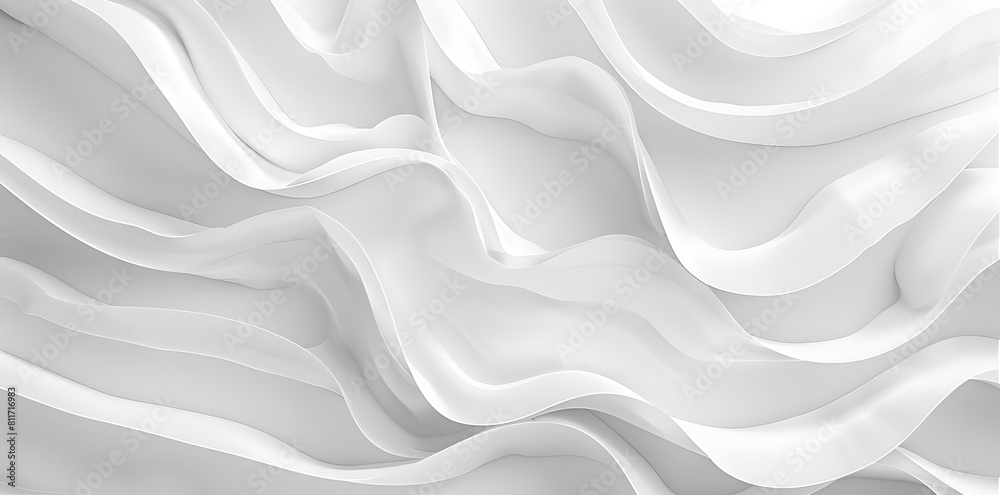 White fabric waves  aesthetic abstract background with 3D effect