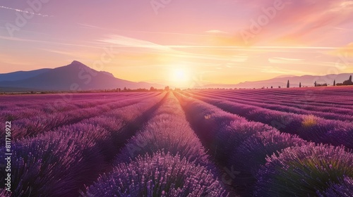 Picturesque lavender fields in valensole, provence  stunning summer landscape in france #811716922