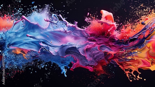 different colors splashes mixing each other showing beautiful work art