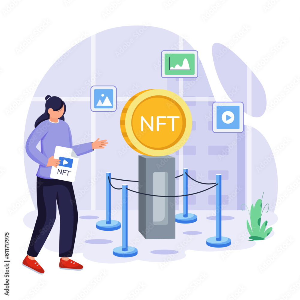  NFT Technology Flat Illustrations
