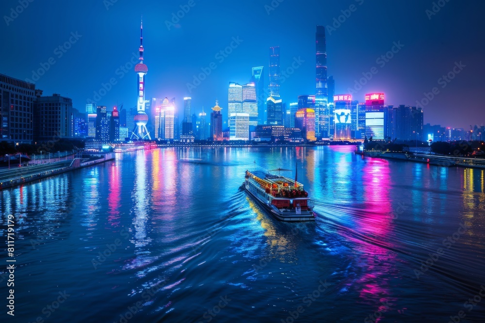 Fototapeta premium night scene of a tranquil river