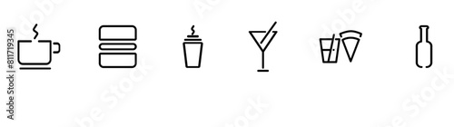 Shopping Mall icons set. Set of food signs cafe, bar restaurant. Modern simple vector. Graphics pictograms sign