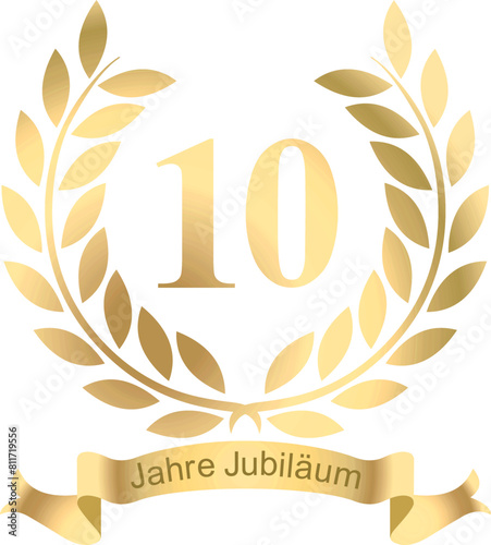 Laurels in vector for the 10 years jubilee with text in German	