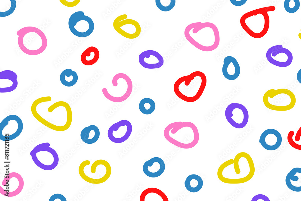 Fun colorful line doodle pattern. Creative style art children or childish skribble trendy design with basic lines and shapes. Vector illustration Fun colorful line doodle pattern. Creative style art children or childish skribble trendy design with basic lines and shapes. Vector illustration