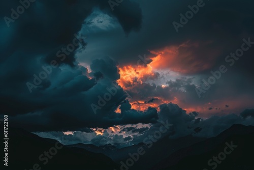  A valley  obscured by low-lying clouds  is bathed in sunlight as it fades over mountain silhouettes at dusk. Beautiful simple AI generated image in 4K  unique.