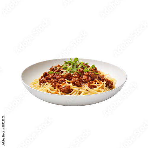 Spaghetti  tomatoes with basil leaves isolated on a transparent background  png. Image of food. Image for graphic design.