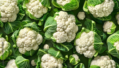 Cauliflower background. Top view. seamless pattern