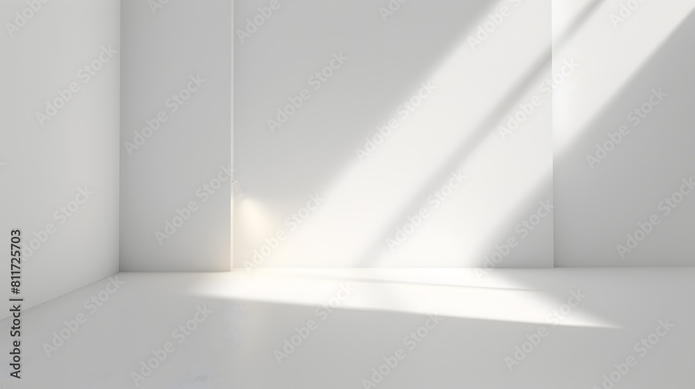 Empty white room with sunlight. Abstract studio background for product presentation 3d room with copy space Empty white room with sunlight. Abstract studio background for product presentation 3d room with copy space