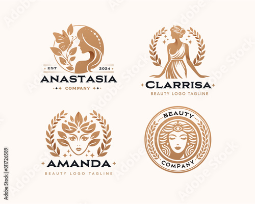 Vector elegant beauty woman salon logo design collections for company