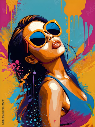Modern Woman art - Splash Colors Colorful 