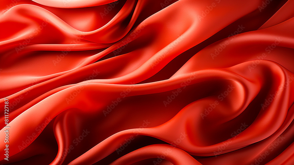 red satin background, red silk background, Background with 3D illustration luxury red silk velvet curtains. Luxury red satin smooth fabric background for celebration, ceremony, event Generated by AI