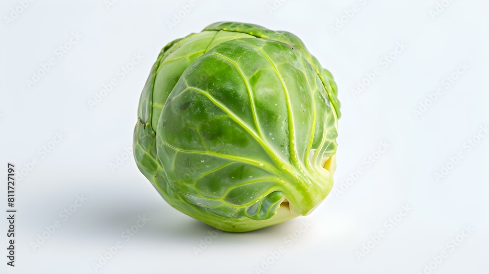 Close up of a fresh Brussels Sprout on a white Background Close up of a fresh Brussels Sprout on a white Background