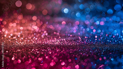 A blurred background with blue and pink lights.