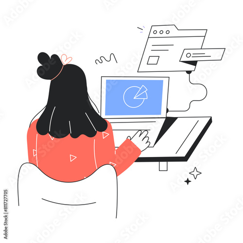Easy to edit doodle mini illustration of business seminar 