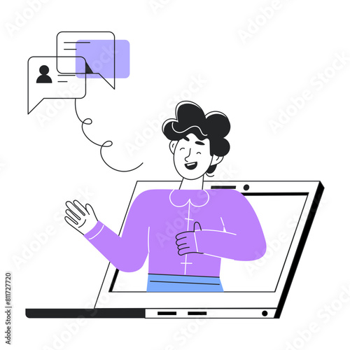 A handy doodle mini illustration of online chat 