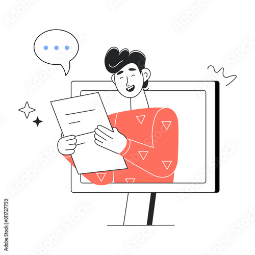 Easy to use doodle mini illustration of online speech 
