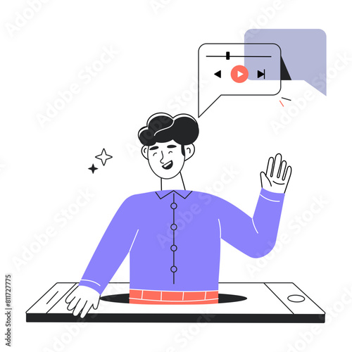 A doodle mini illustration of video presentation 
