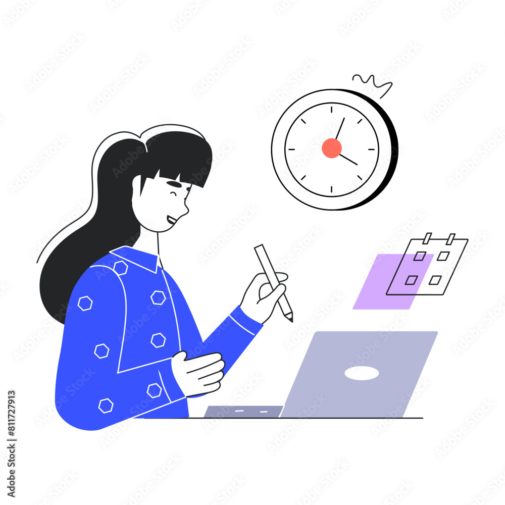 A doodle mini illustration of online schedule setting A doodle mini illustration of online schedule setting