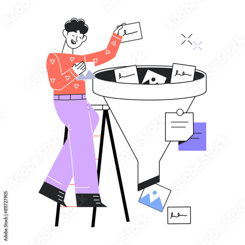 Get this doodle mini illustration of filtering ideas 
