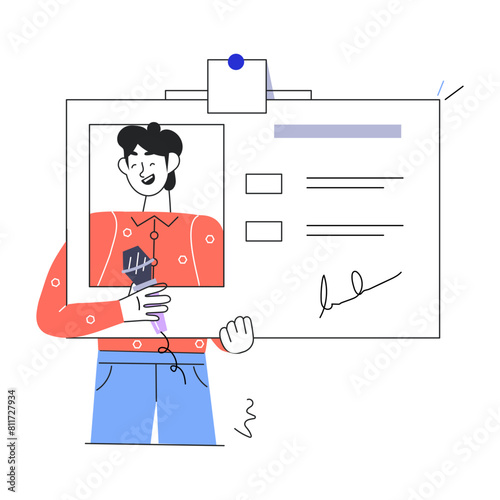 Easy to edit doodle mini illustration of an id card 