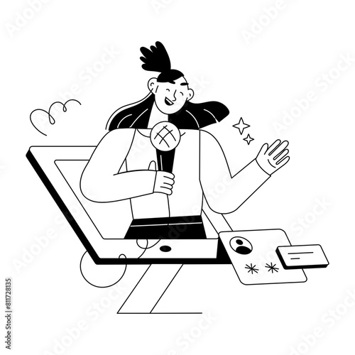 A doodle mini illustration of online seminar 