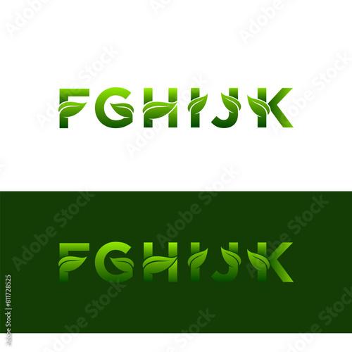 F G H I J K Leaf nature font style vector design elements